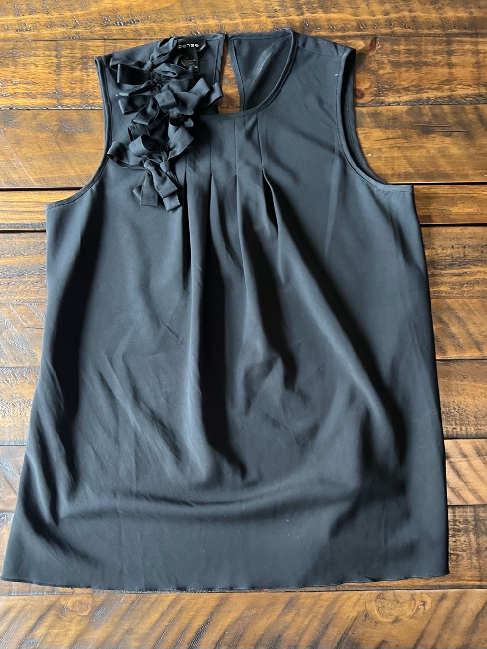 Spense Black Sleeveless Ruffle-Detail Camisole